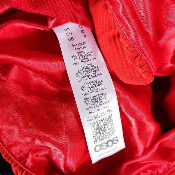 Asos -477 Women's Red Balloon sleeve crop top size 8 - Picture 7 of 7